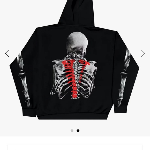 VLone Bones Black Hoodie with Red Graphic - Picture 2 of 3